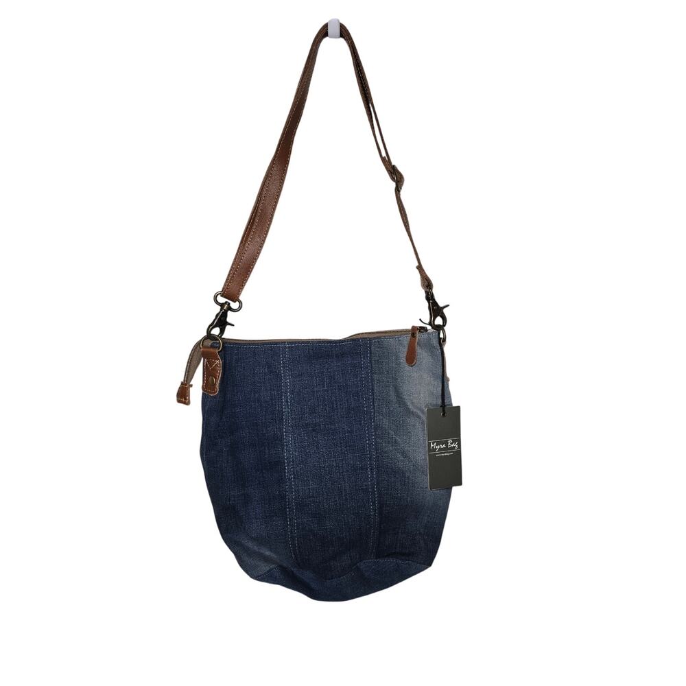 NWT Myra Bag Patchwork Denim Shoulder Bag Retro 70s Hippie Boho Beryl Upcycled - Picture 5 of 10